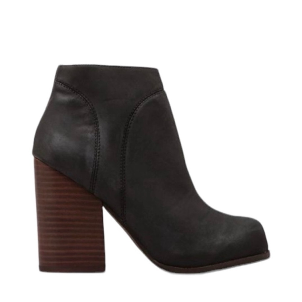 Jeffrey Campbell Black Ankle Booties with Brown Heel
